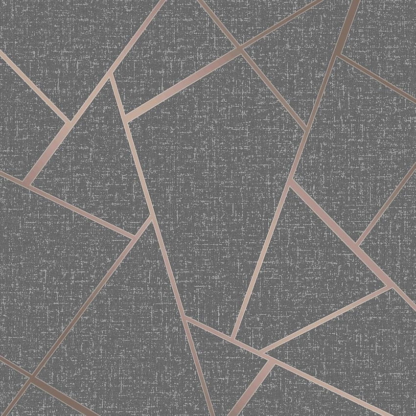 Fine Decor Quartz Fractal Charcoal and Copper FD42283 Wallpaper