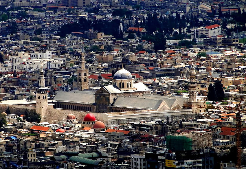 Бяла и черна дървена маса, Сирия, Дамаск, Шаам, джамия HD тапет