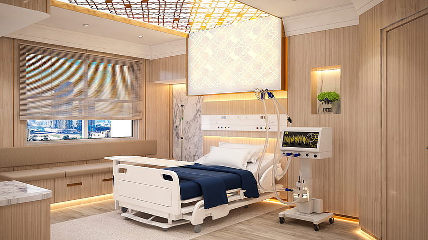 Daya. Al Ahli Krankenhaus: Luxusstationen, Krankenzimmer HD-Hintergrundbild