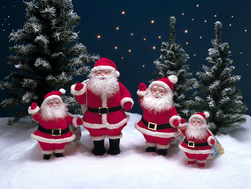 ซานตา วันหยุด หิมะ คริสต์มาส ซานต้า ต้นไม้ วอลล์เปเปอร์ HD