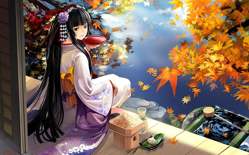 Anime, Fille, Kimono, Geisha Fond d'écran HD