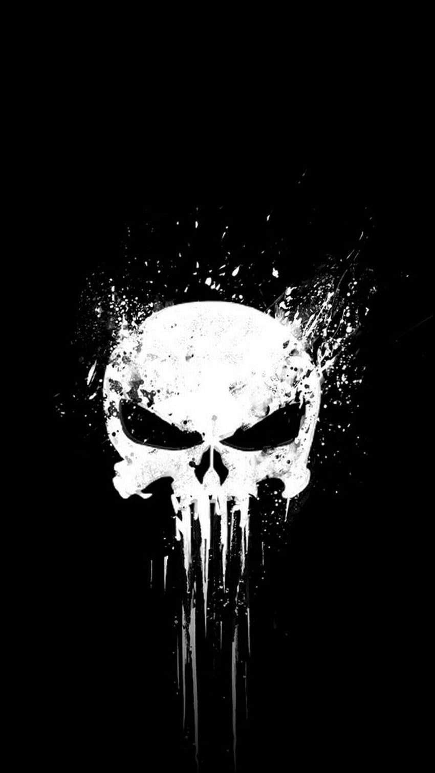 The Punisher logo Wallpaper 4K, White background