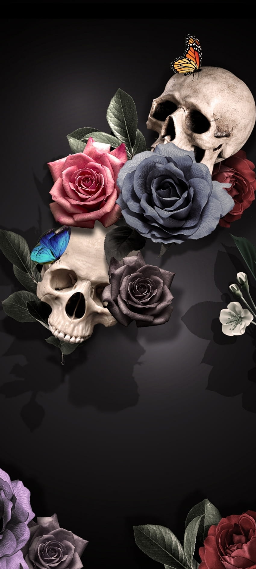 Skull Flowers magenta pink dark HD phone wallpaper  Pxfuel