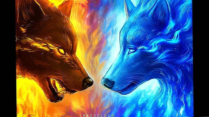 Anime Blue Flame Galaxy Wolf, Blue Lightning Wolf HD wallpaper