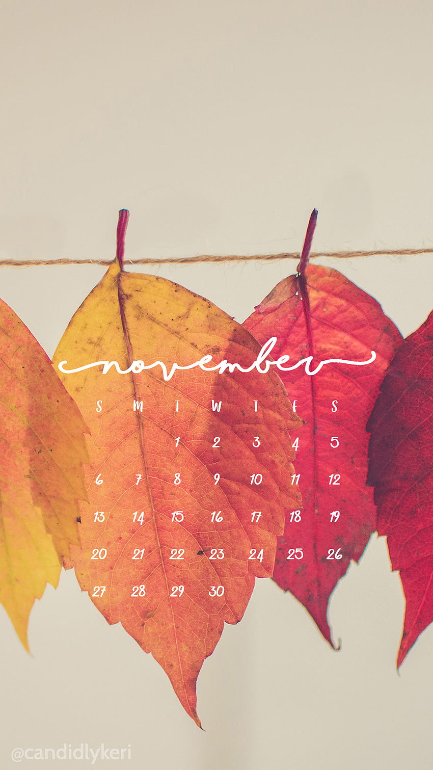 Pretty Leaf グラフィティ 紅葉 黄 オレンジ 赤 2016年11月 カレンダー 2016年11月 HD電話の壁紙