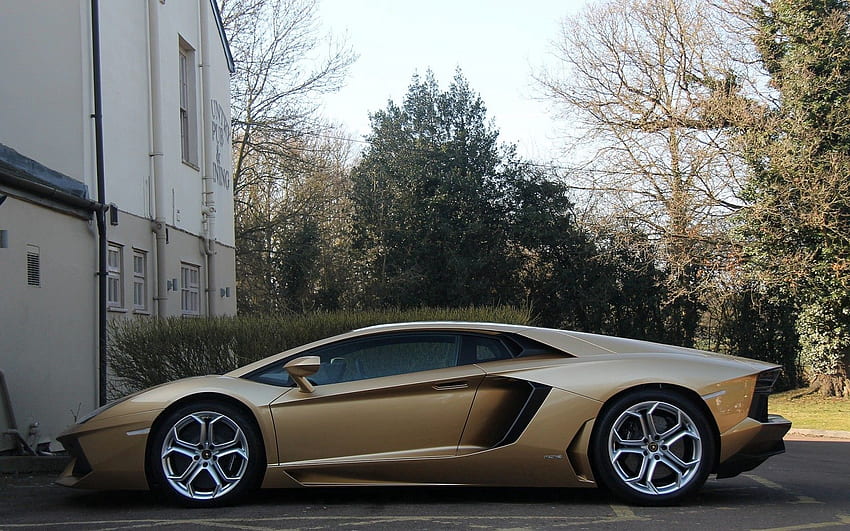 Lamborghini, Gold, Autos, Golden, Profil, Scheiben, Laufwerke, Aventador HD-Hintergrundbild