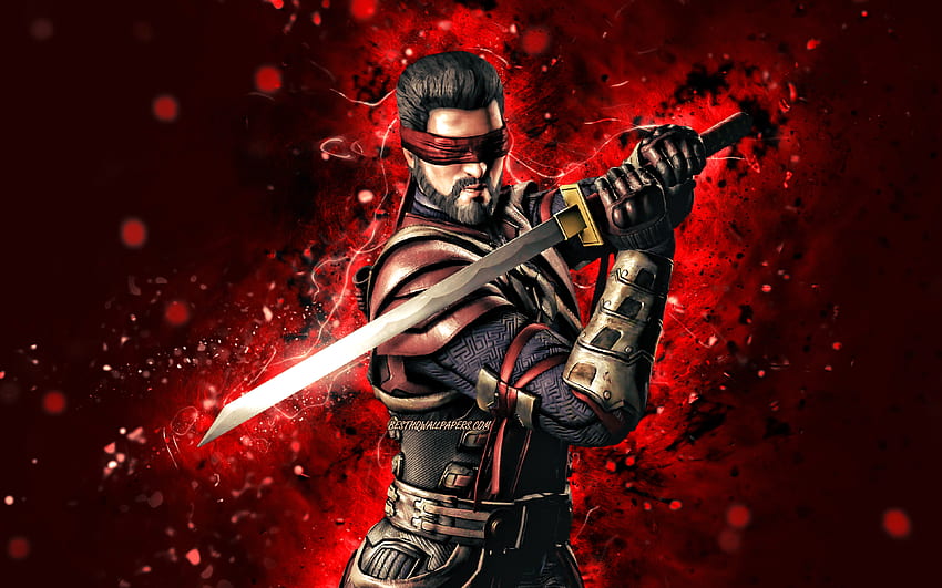 Kenshi, , червени неонови светлини, Mortal Kombat Mobile, бойни игри, MK Mobile, творчески, Mortal Kombat, Kenshi Mortal Kombat HD тапет