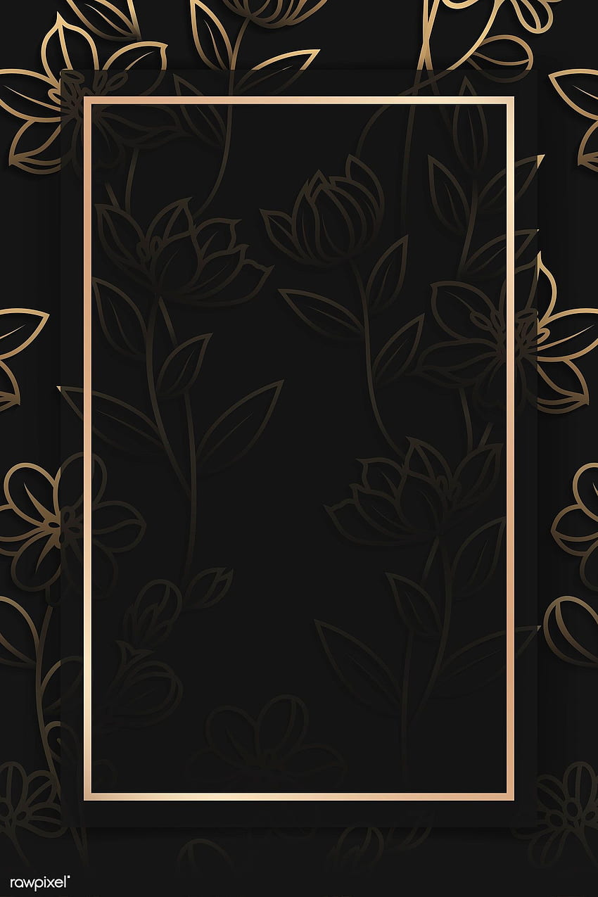 premium vector of Rectangle, Black and Gold Flower HD phone wallpaper