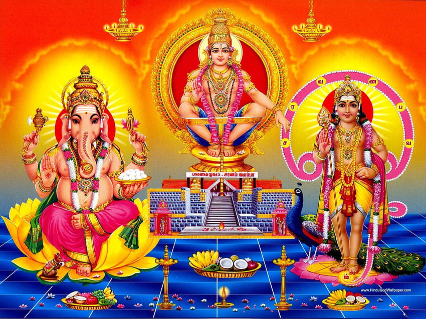 Lord Ayyappa, Ayyappa i - Lord Ganesha Murugan Ayyappan - & Tło Tapeta HD