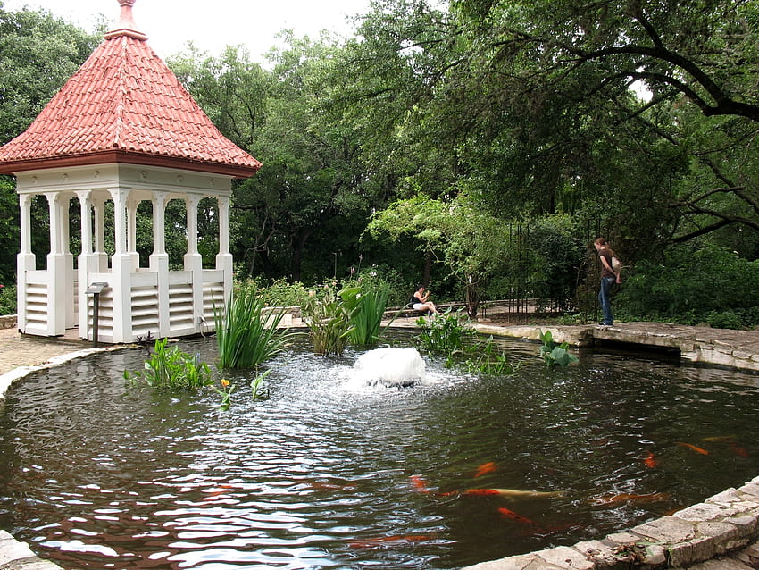 Natur, Springbrunnen, Mensch, Person, Teich, Fisch, Nische, Laube HD-Hintergrundbild