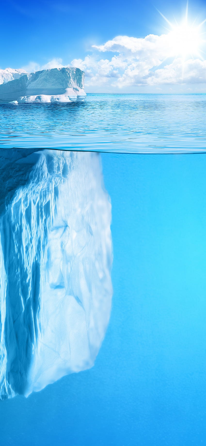 Iceberg, Underwater, Sunlight, Sky, Ocean for iPhone 11 Pro & X HD ...