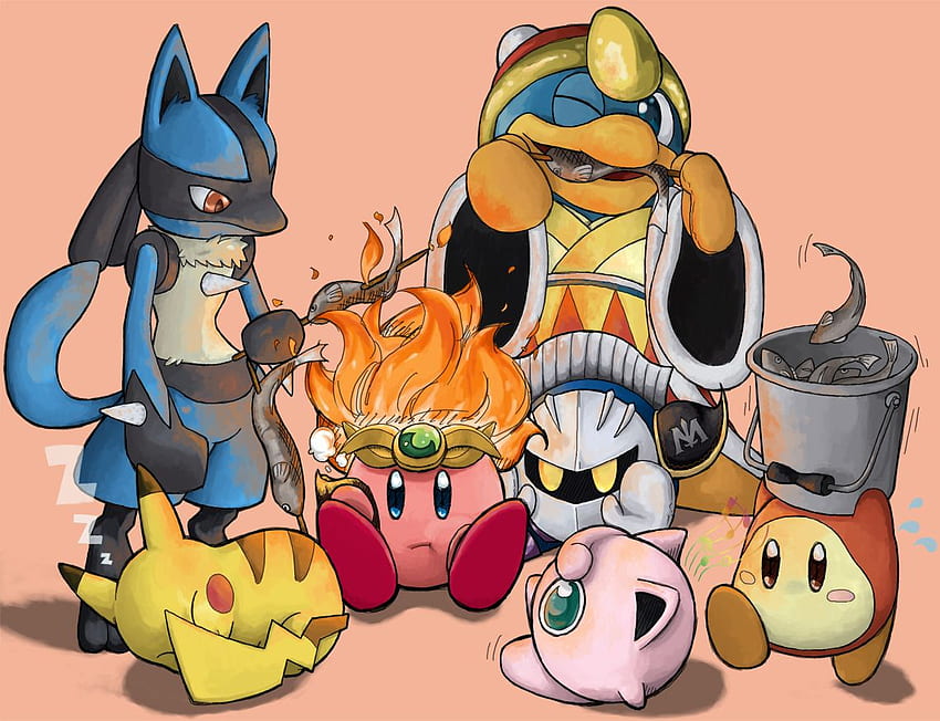 Animal crossover fire fish food jigglypuff king dedede kirby kirby, Lucario and  Pikachu HD wallpaper | Pxfuel