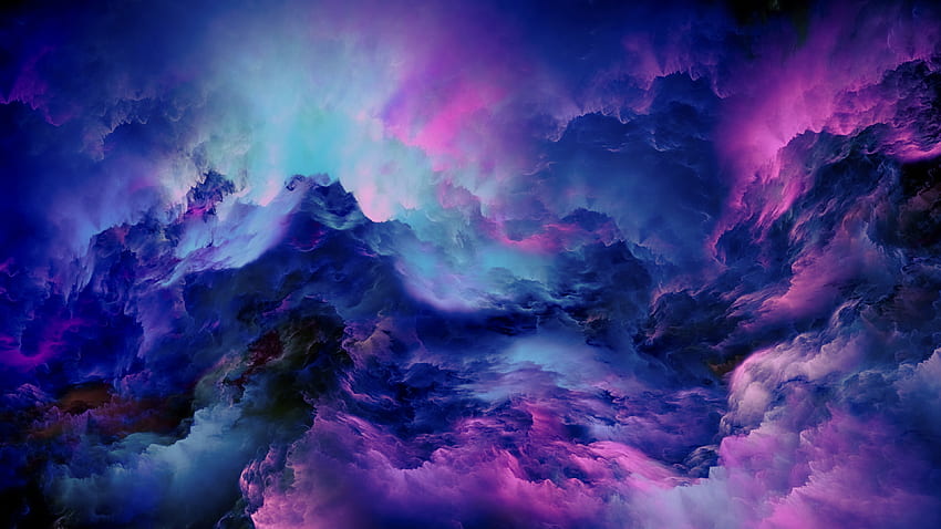 Цветни облаци, абстрактни, синьо-розови HD тапет