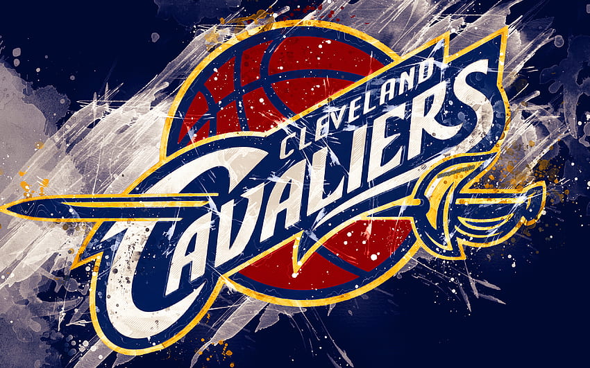 Cleveland Cavaliers, , seni grunge, logo, klub bola basket Amerika, latar belakang grunge biru, percikan cat, NBA, lambang, Cleveland, Ohio, AS, bola basket, Wilayah Timur, Asosiasi Bola Basket Nasional untuk Wallpaper HD