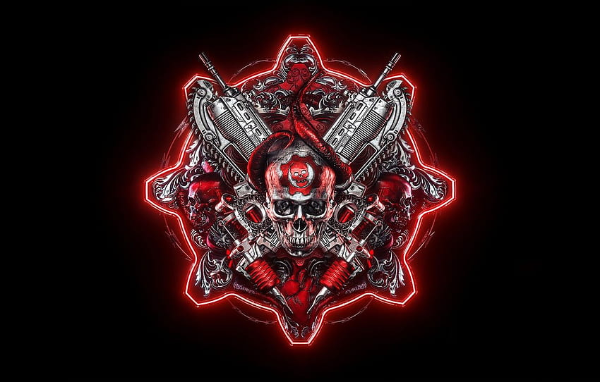 skull, logo, logo, logo, Gears of War, video game, shooter for , section игры, Gaming Skull Logo HD wallpaper
