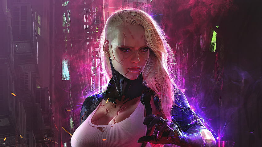 Cyberpunk Girl Sci Fi, Futurystyczny Cyberpunk Tapeta HD