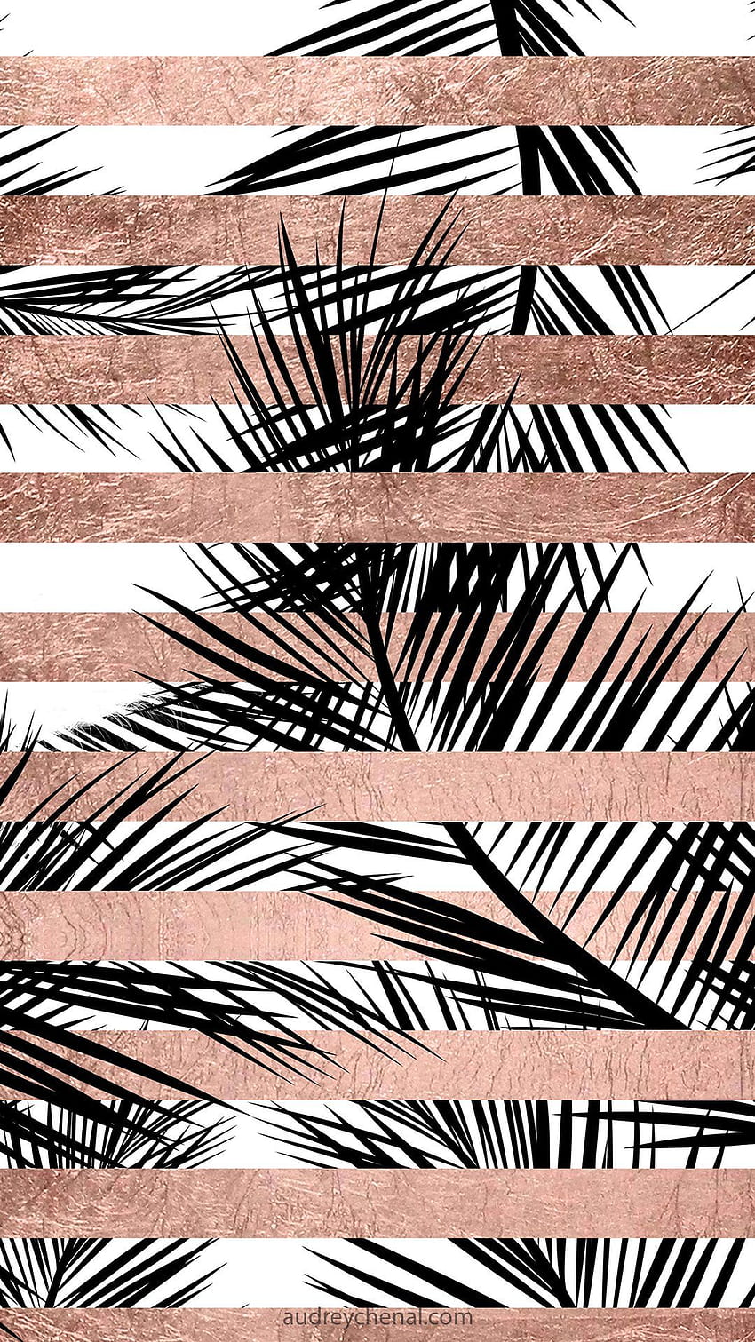 Modern rose gold stripes palm tree iphone by audreychenal - Audrey Chenal HD phone wallpaper