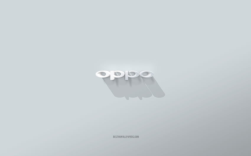 Oppo logo, white background, Oppo 3d logo, 3d art, Oppo, 3d Oppo emblem HD wallpaper