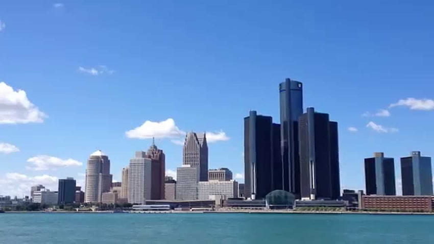 DETROIT - Detroit River and city skyline, seen from Windsor HD wallpaper