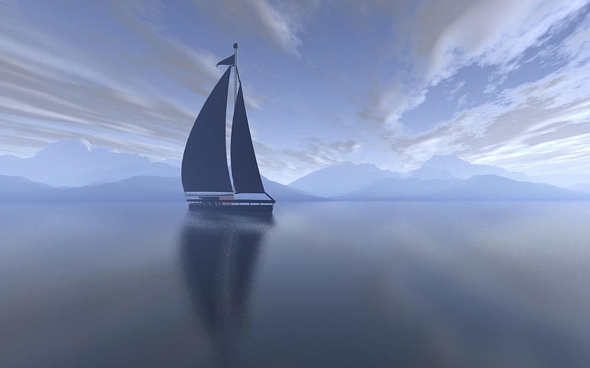 Pesce vela, natura, mare, nebbia, barca a vela Sfondo HD