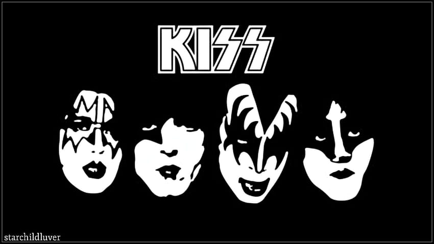 KISS: KISS Пол, Ейс, Джийн и Ерик Кар. Лого на Kiss, музика на Kiss, рок групи на Kiss HD тапет