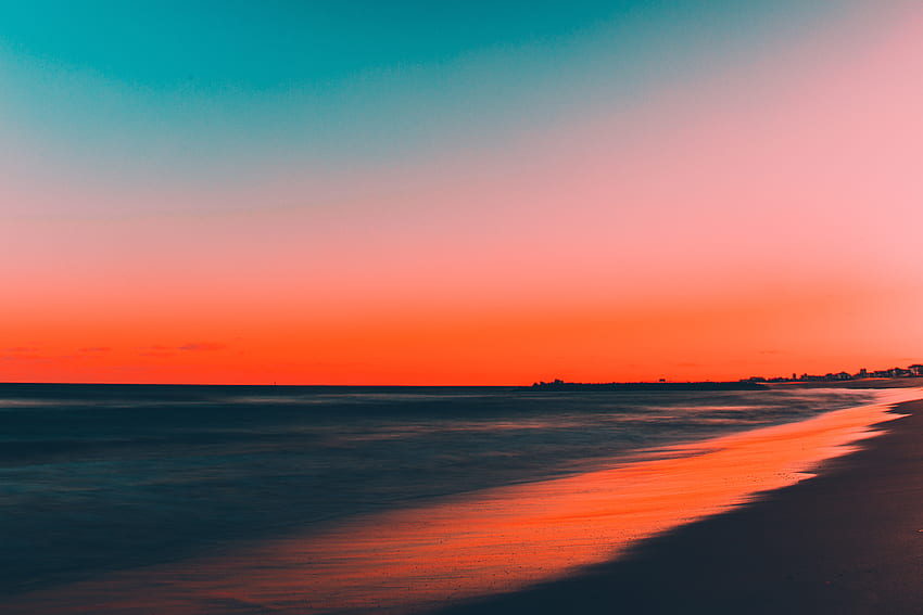 Strand, sauberer Himmel, Skyline, Sonnenuntergang HD-Hintergrundbild