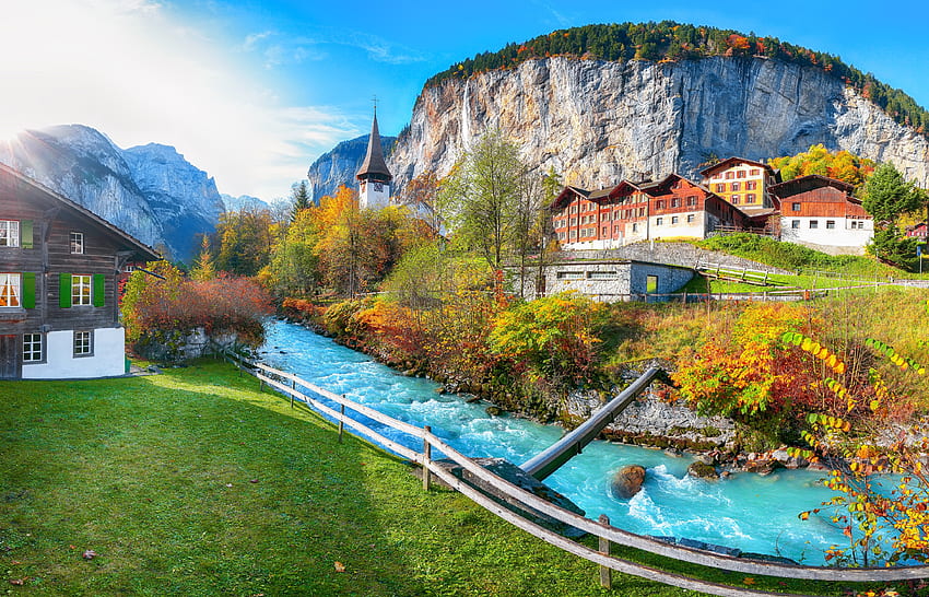 Lauterbrunnen İsviçre, , pencereler HD duvar kağıdı