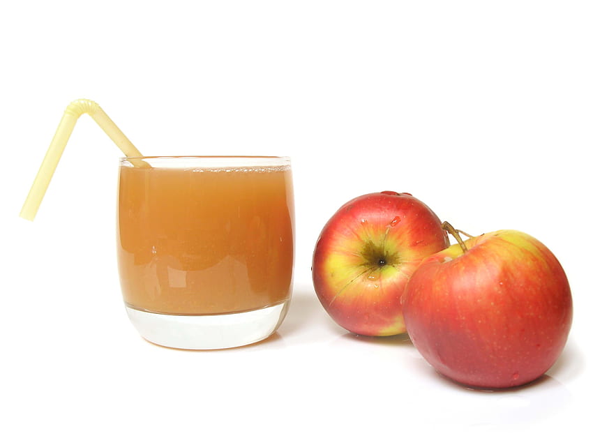 Lebensmittel, Äpfel, Glas, Stroh, Weißer Hintergrund, Saft HD-Hintergrundbild