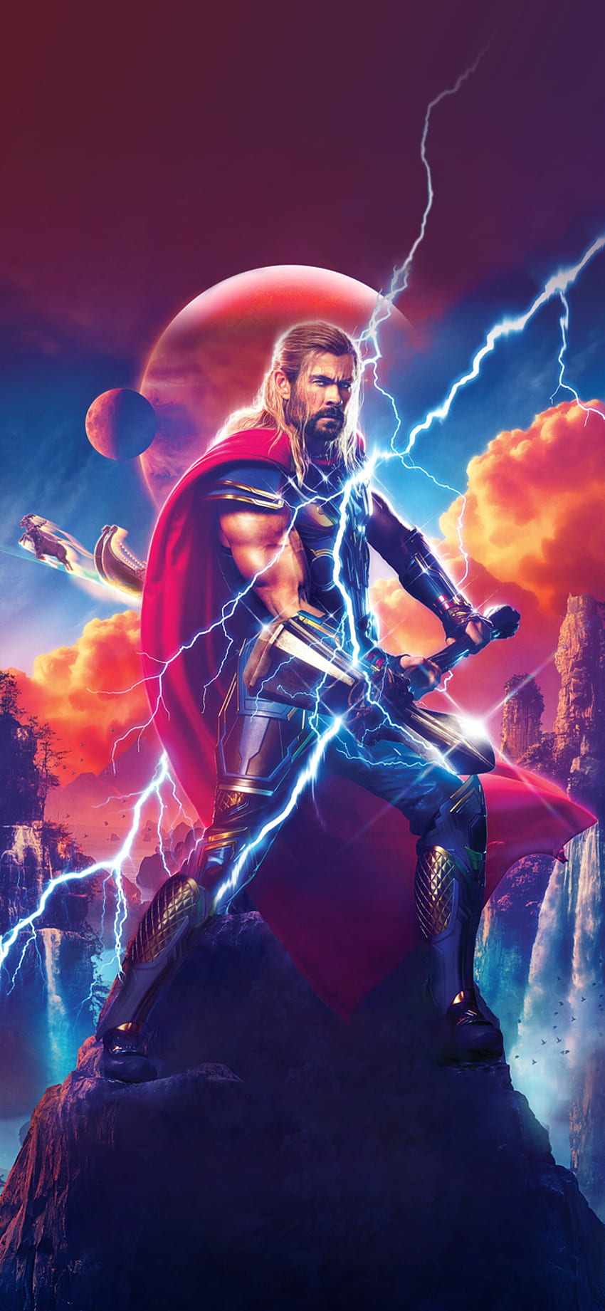 Tomé algunos de los nuevos carteles de personajes de Thor Love and Thunder y los convertí en móviles: R I fondo de pantalla del teléfono