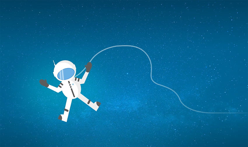 : Cartoon-Astronaut driftet und verloren im Weltraum - mit Copyspace - Alien, Planeten, Wissenschaft, schwimmender Astronaut-Cartoon HD-Hintergrundbild