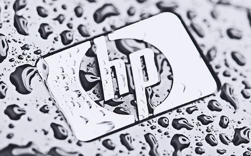 Logo logam HP, tetesan air, Hewlett-Packard, kreatif, logo HP, seni 3D, HP, logo Hewlett-Packard, logo HP 3D Wallpaper HD