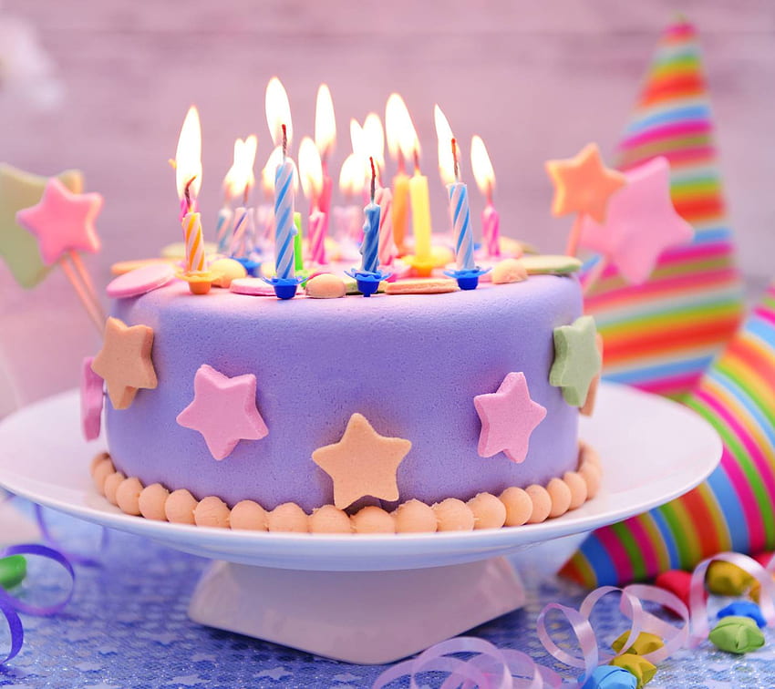 Pastel de feliz cumpleaños, lindo pastel de cumpleaños fondo de pantalla