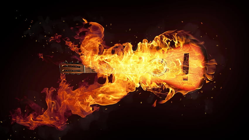 Flame Guitar Fantasy Abstract Live. t, Flaming Guitar HD wallpaper