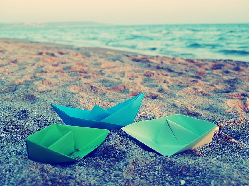Sand, , , Surface, Origami, Paper Boats HD wallpaper