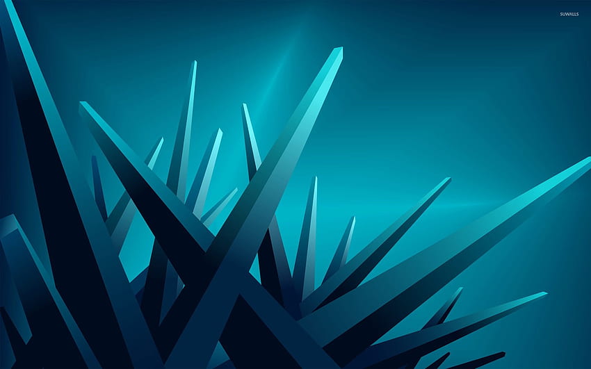 Blue crystals - 3D HD wallpaper
