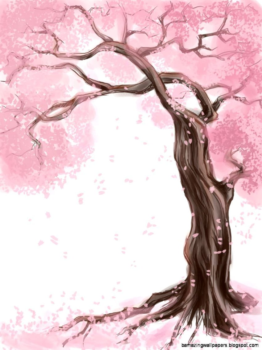 Cherry Blossom Drawing Аниме 41 аниме Cherry Blossom on afari, ten of Cherry Blossoms, blossoms Cherry Blossom рисунка Cherry blossom painting, Tree Drawing HD тапет за телефон