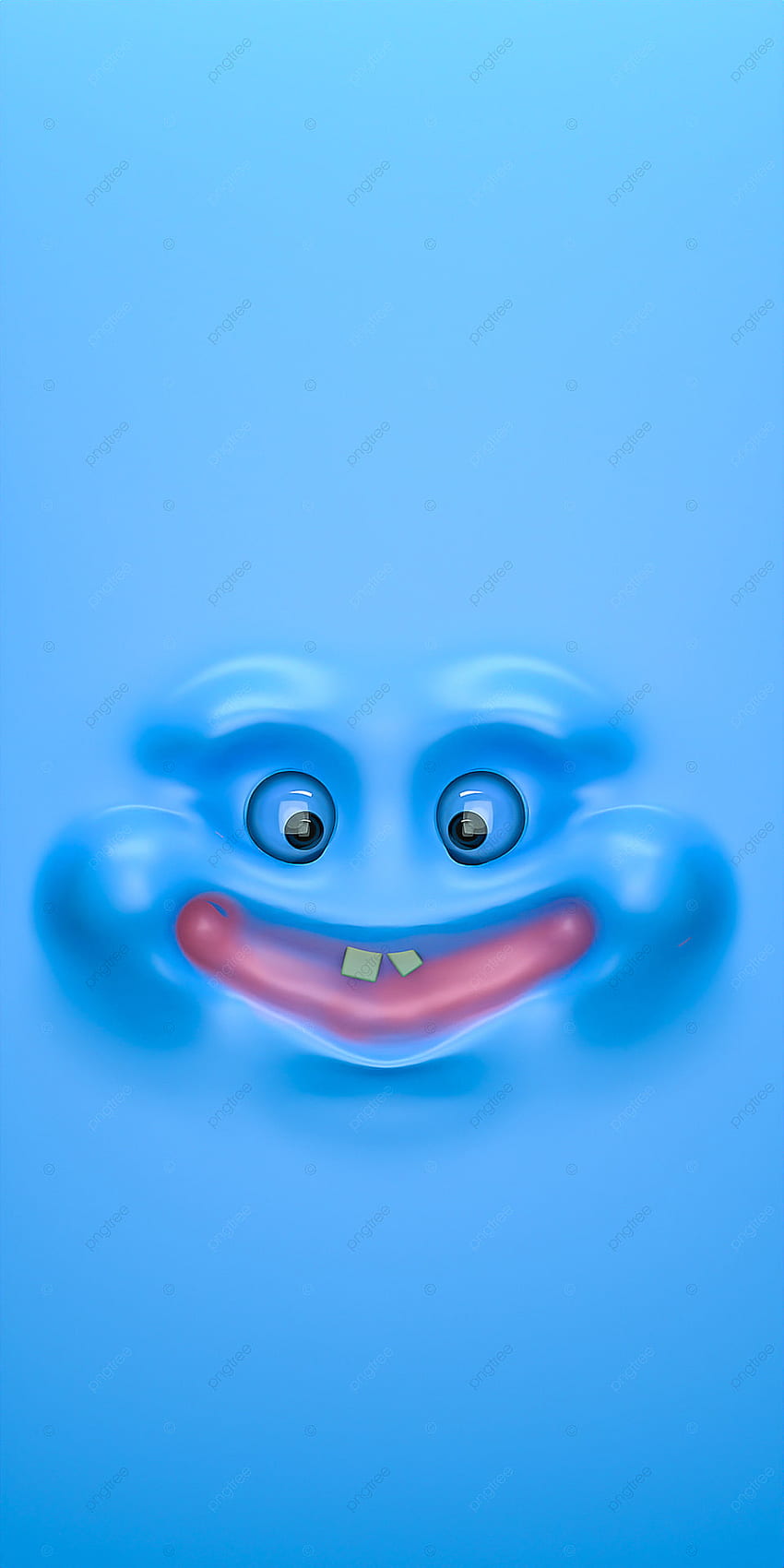 Espressione di emoticon 3D blu bocca grande pancetta, 3D, telefono, carino per, Emoji blu Sfondo del telefono HD
