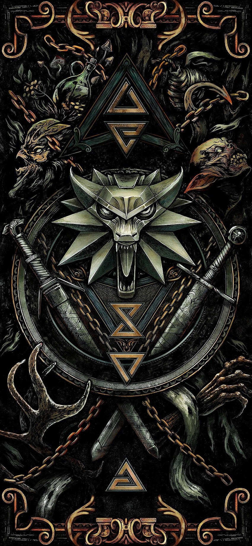 Witcher, symbol, art HD phone wallpaper