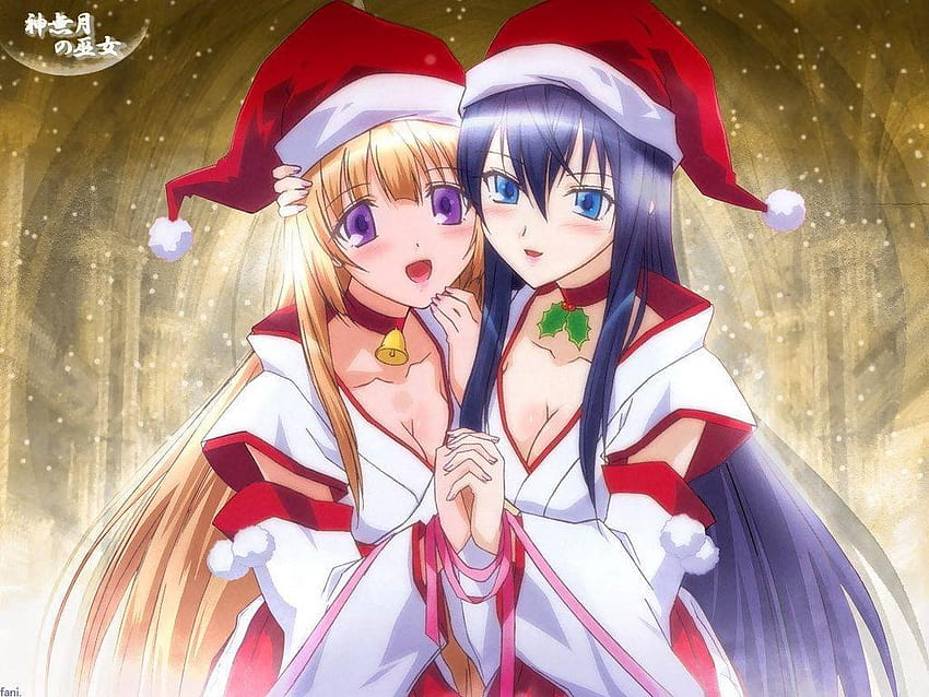 beautiful-christmas-girl-, girls, anime, hat, christmas HD wallpaper