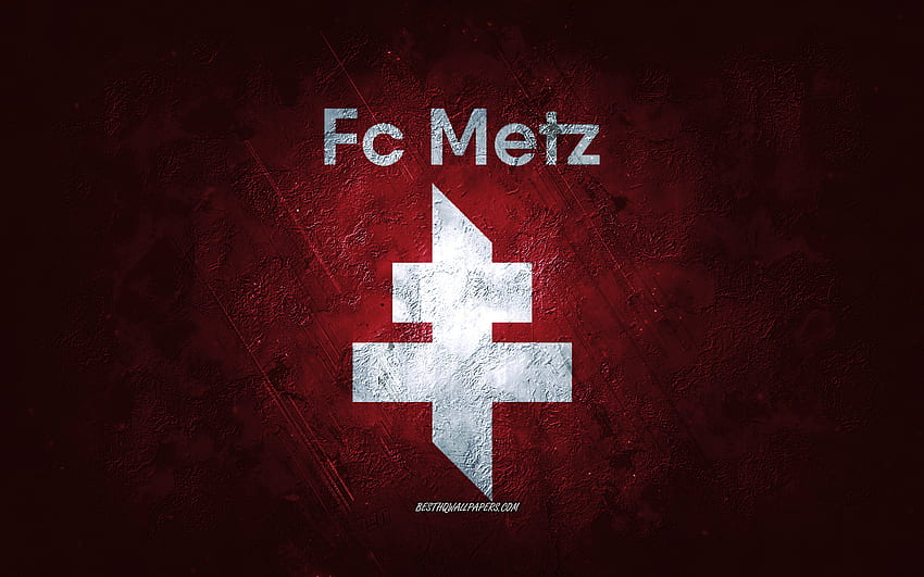 Metz FC、フランスのサッカー チーム、ブルゴーニュの背景、Metz FC のロゴ、グランジ アート、リーグ 1、フランス、サッカー、Metz FC のエンブレム 高画質の壁紙