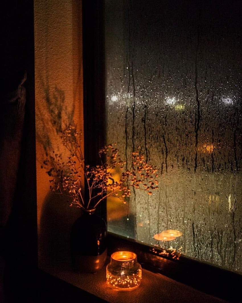 Encantador y pacífico. grafía de día lluvioso, Estética nocturna, Lluvia y café. fondo de pantalla del teléfono