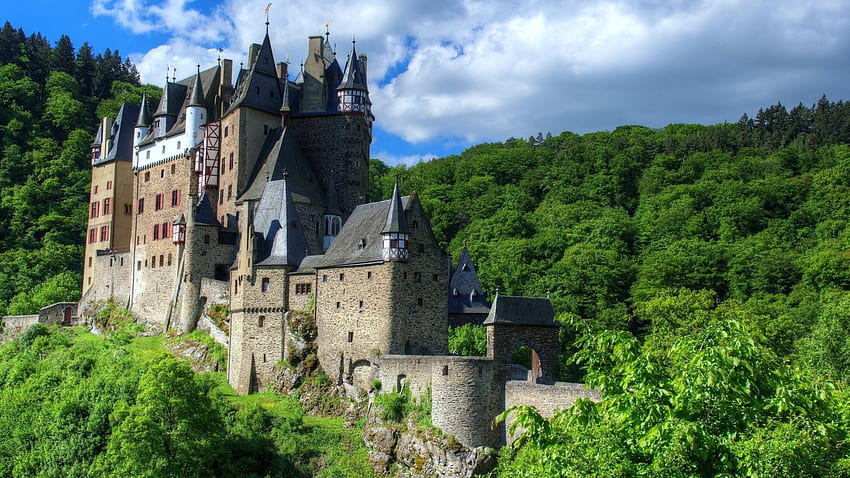 Kastil Eltz, Jerman, abad pertengahan, jerman, kastil, hutan Wallpaper HD
