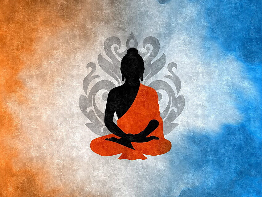 Budda, sztuka cyfrowa, buddyzm, sylwetka, lotos / i mobilne tło, lotosowa joga Tapeta HD