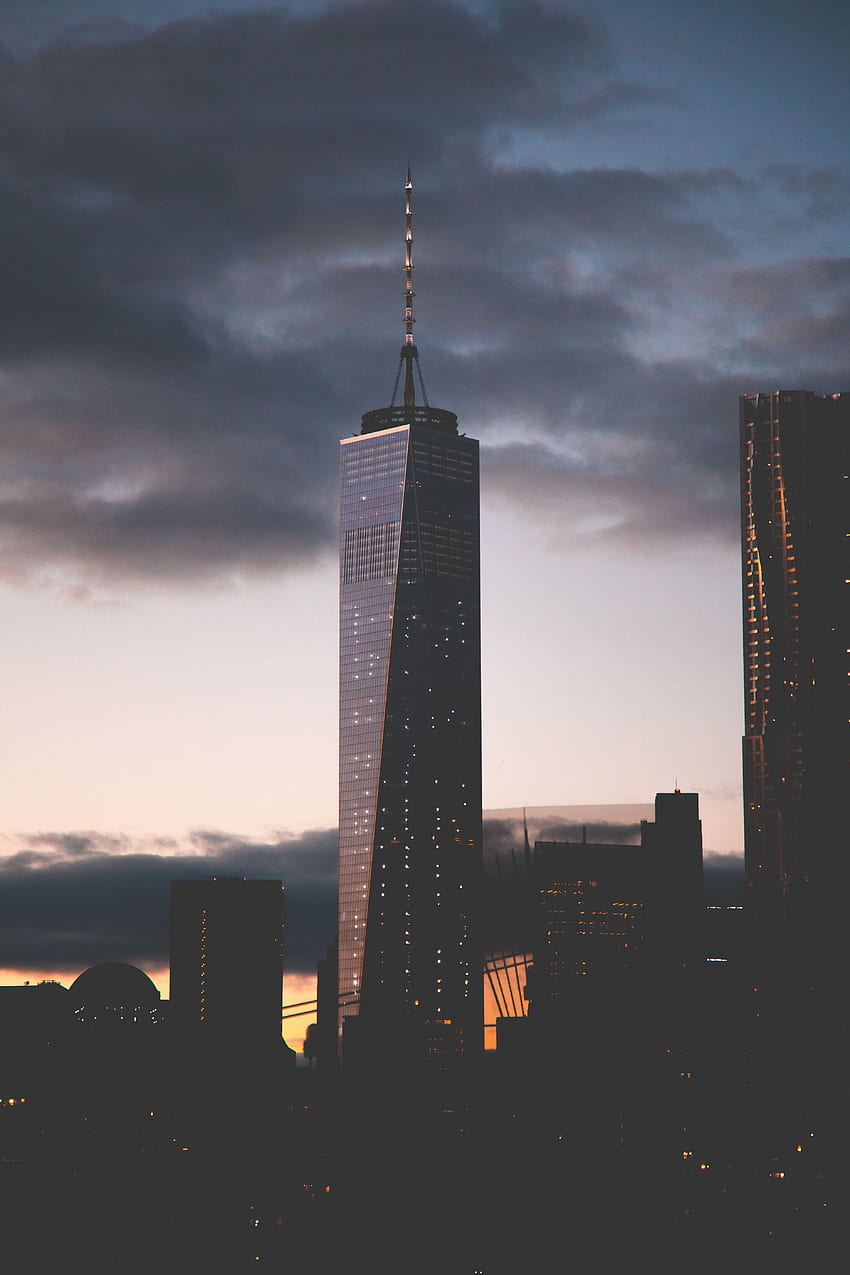 도시, 구름, 미국, 밤의 도시, 고층 빌딩, 미국, 뉴욕 HD 전화 배경 화면