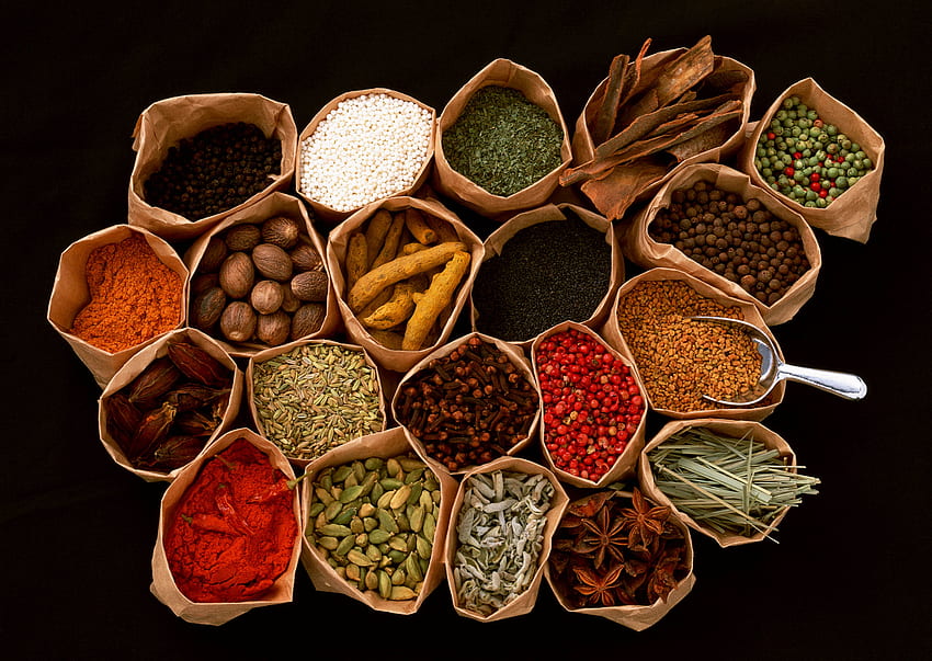 Food, Black Background, Spices, Spice, Condiments, Seasoning, Additives, Supplements, Packages HD wallpaper