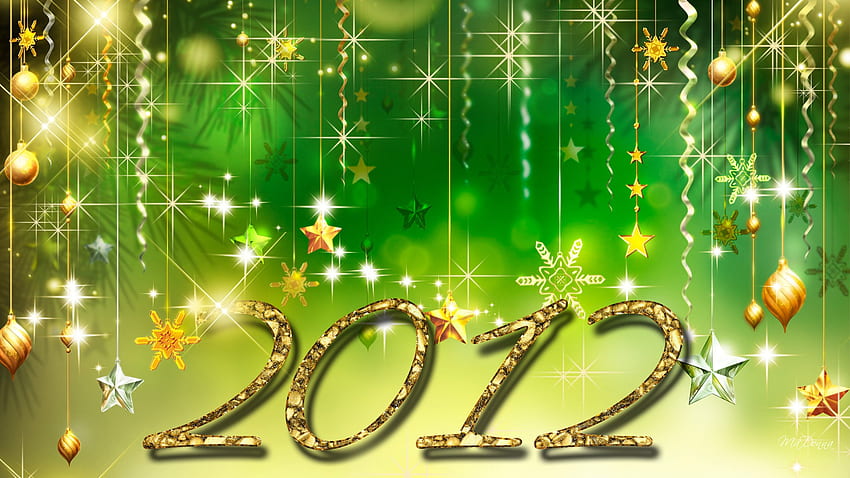 2012 vert, scintillement, personnage firefox, étoiles, or, vert, décorations, célébrer, heureux, nouvel an Fond d'écran HD