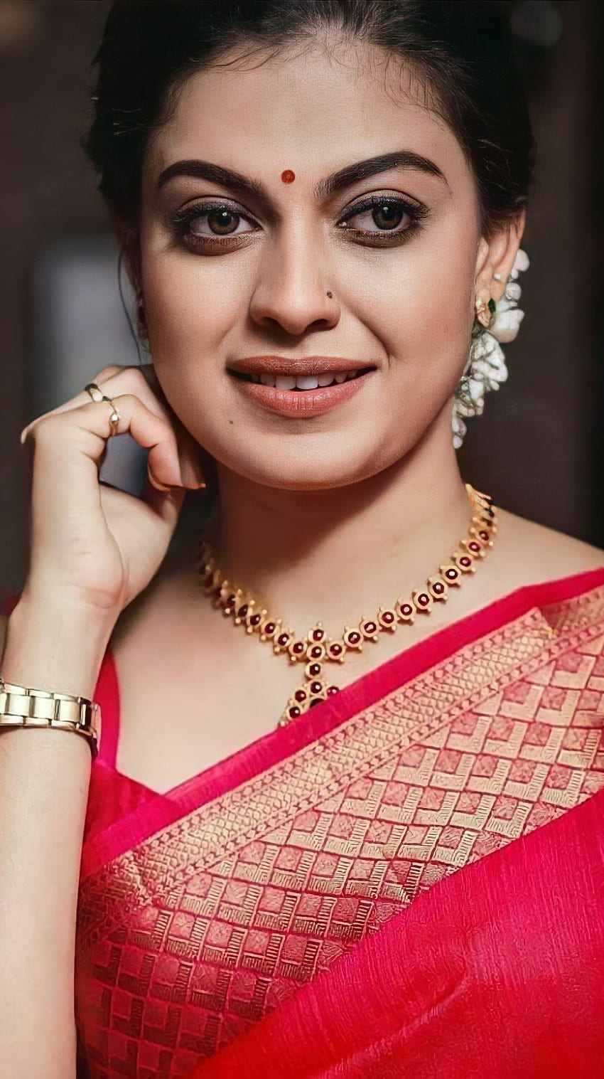 Anusree, malajalam aktorka, piękna sari Tapeta na telefon HD