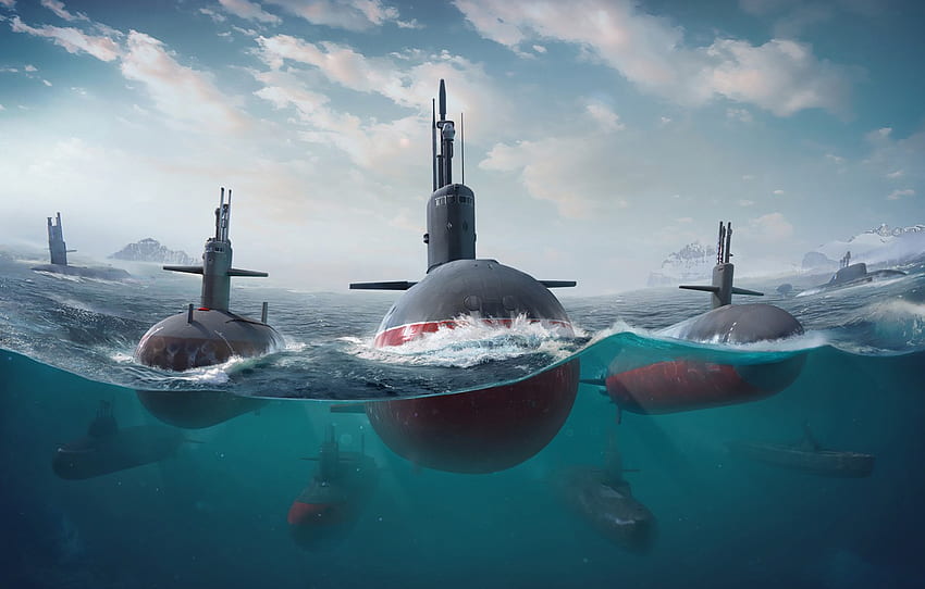 The ocean, Sea, The game, Submarine, Boats, Art, Game, Submarine, Submarines, Game Art, Submarine, Environments, Transport & Vehicles, by Constantin Pankratov, WORLD of SUBMARINES, Submarines for , section игры HD wallpaper