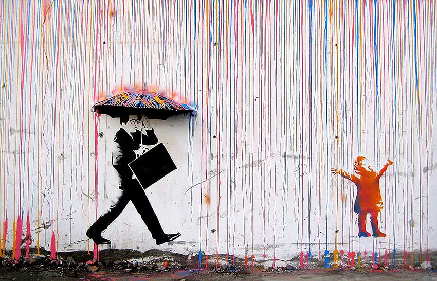 Time4art Banksy Coloured Rain Coloured. .uk HD wallpaper | Pxfuel