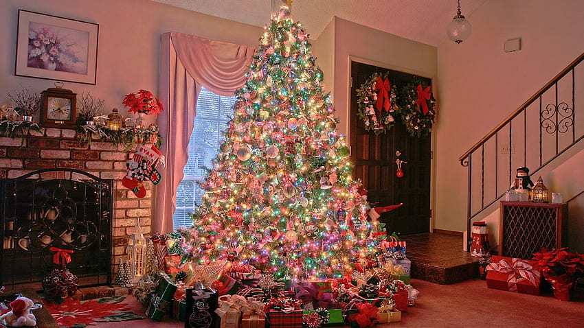 feriados, ano novo, férias, árvore de natal, decoração papel de parede HD